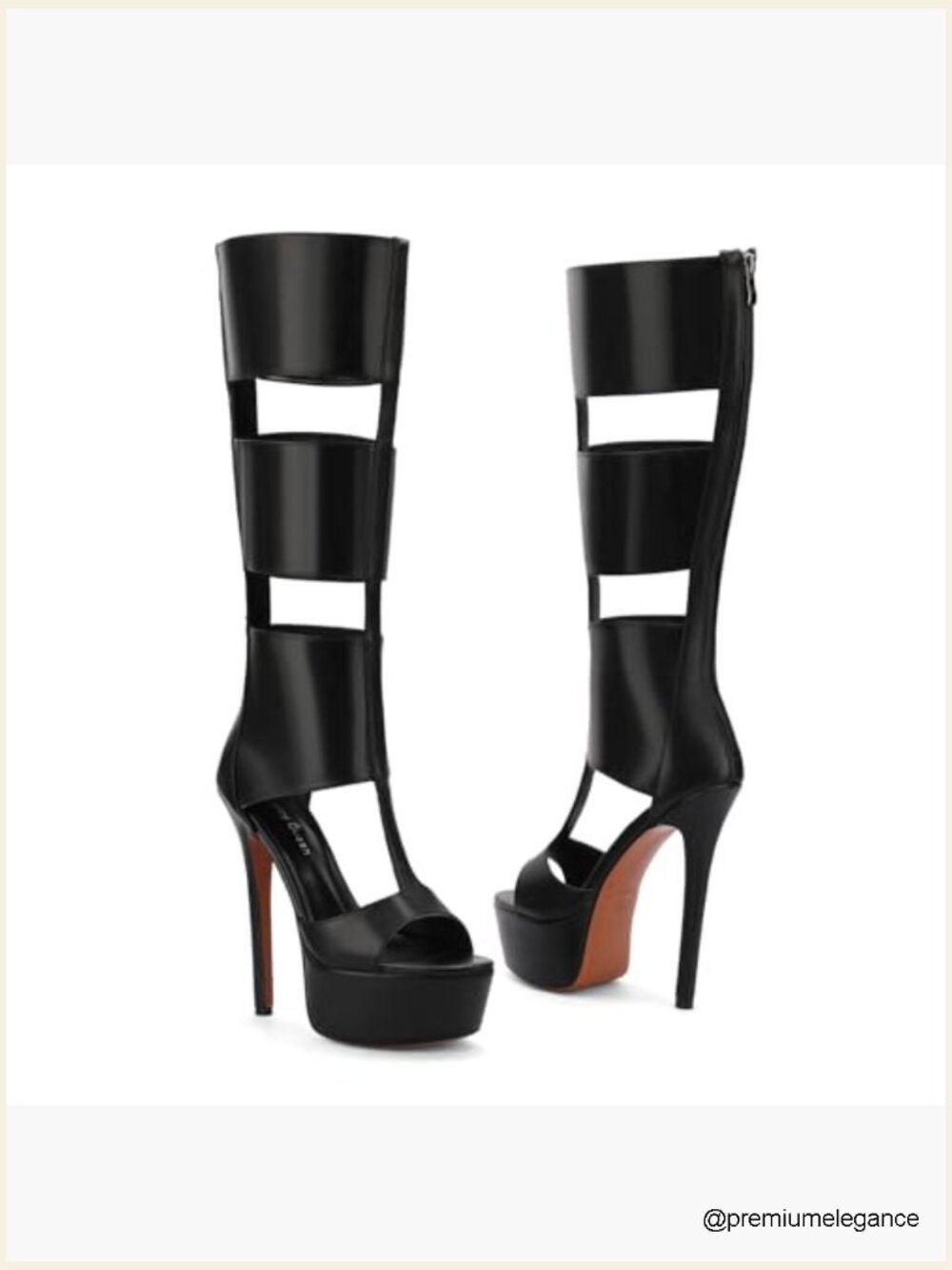 Platform Knee High Gladiator Sandals Open Toe Heeled Booties Summer Party - Picture 6 of 7